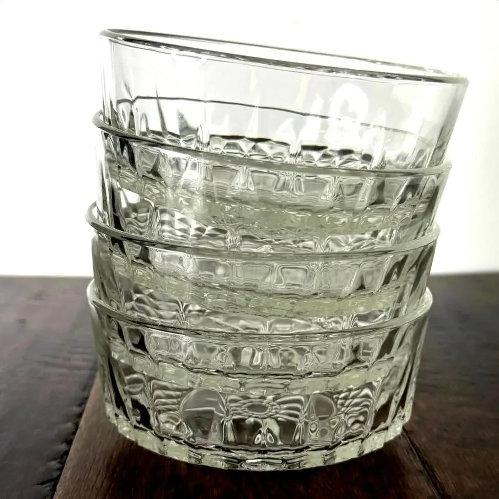 Set of 4 Vintage Arcoroc USA Starburst Glass Serving Bowls | Glass Dessert Bowls